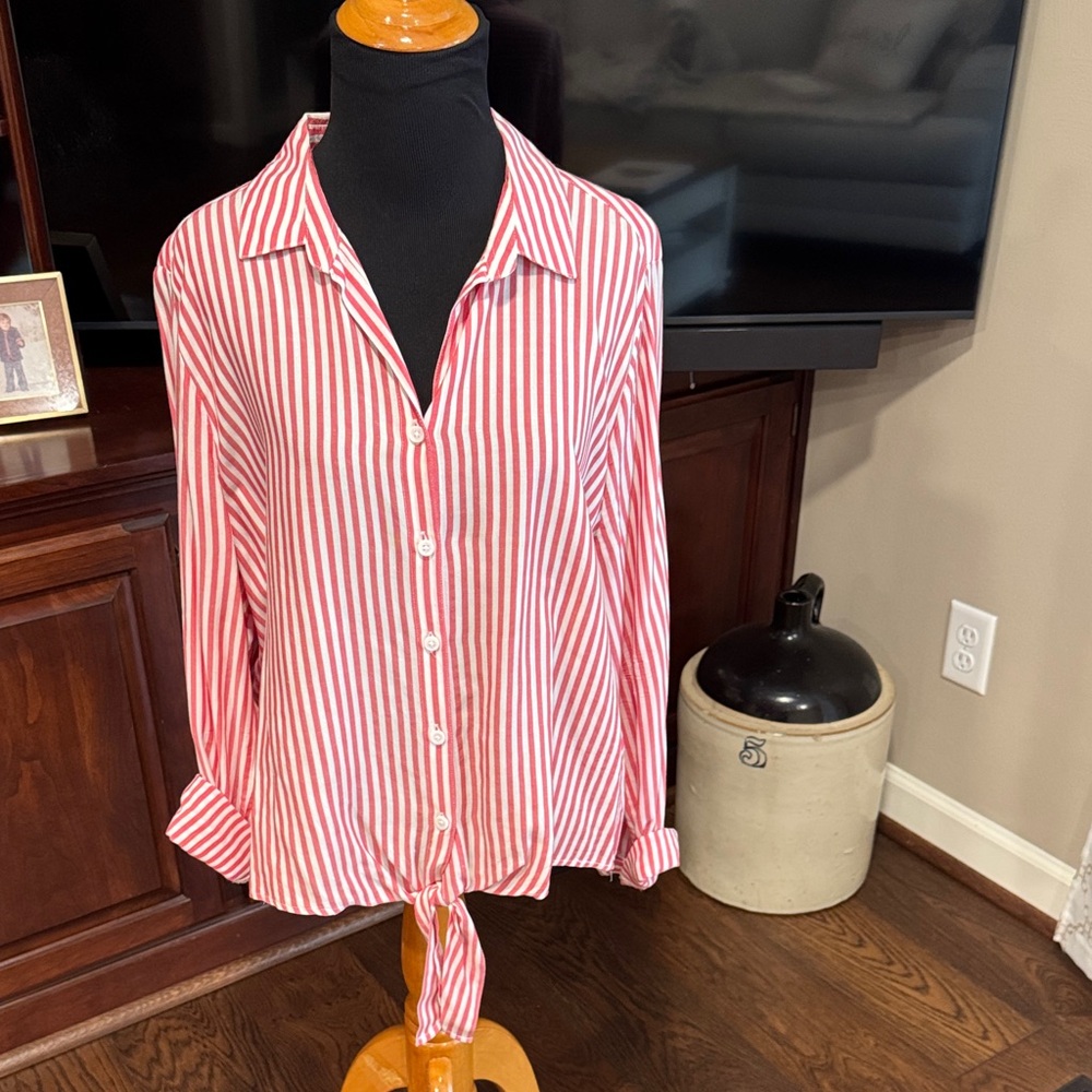 Red & White lightweight striped shirt